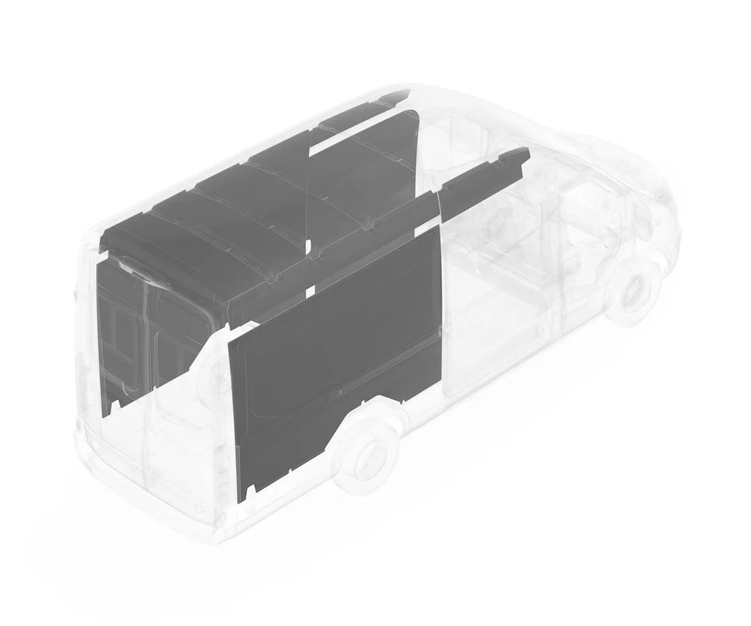 744-114-2613.HR – LEGEND FLEET Van Wall Liner, With Front And Rear Driver Side/ Rear Passenger Side Panels Gray Polyp...